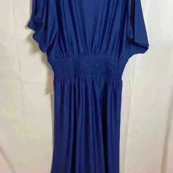 NWT! Royal Blue Split Sleeves Smocked Elegant Cocktail Long Maxi Dress (3X) - Picture 8 of 10